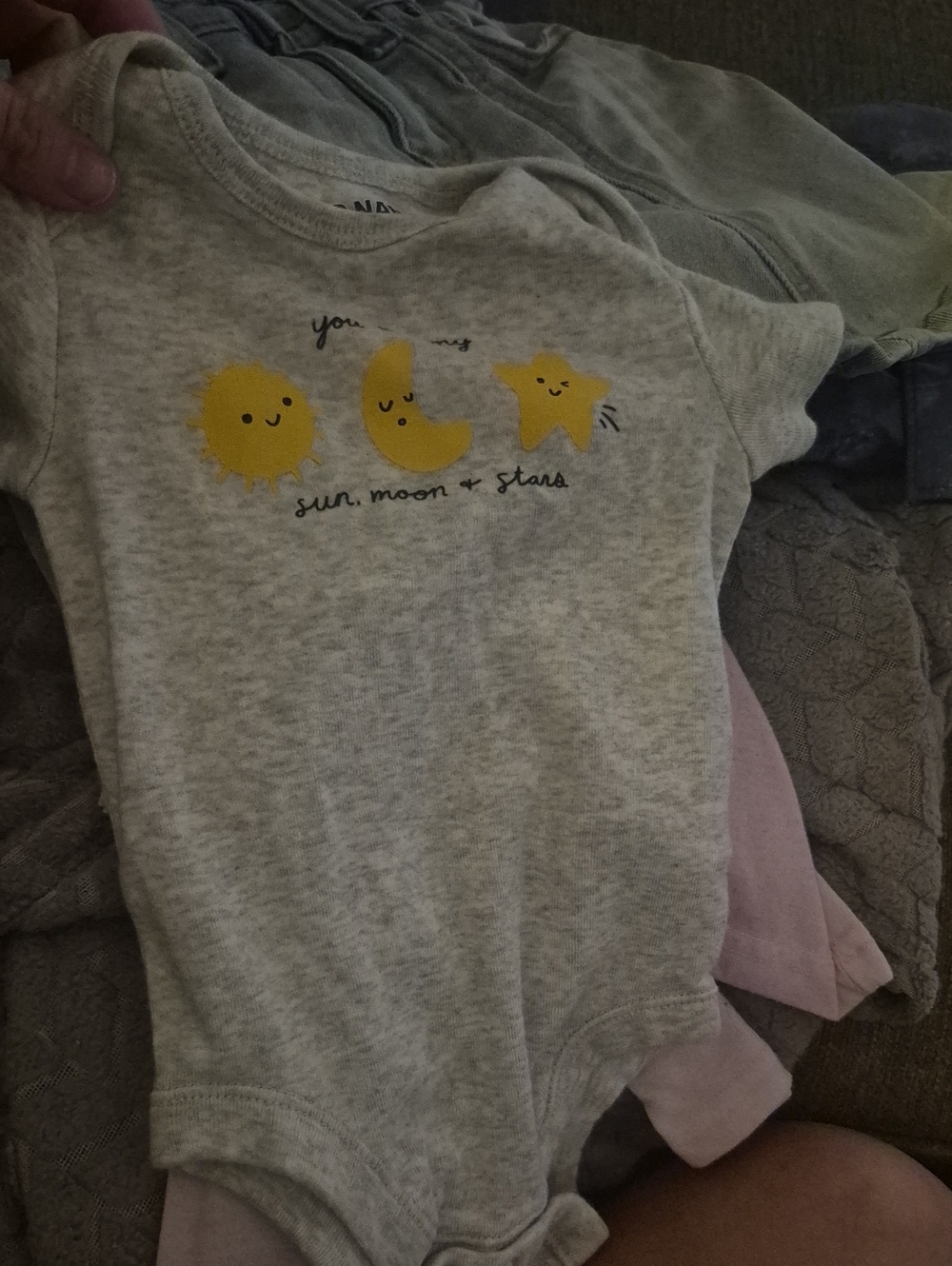 Old Navy Gray Infant Bodysuit with Blue Logo